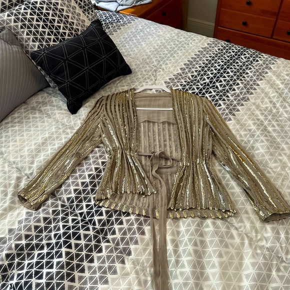 1960s Vintage 💯 % Silk  w Sequins jacket - Picture 7 of 12